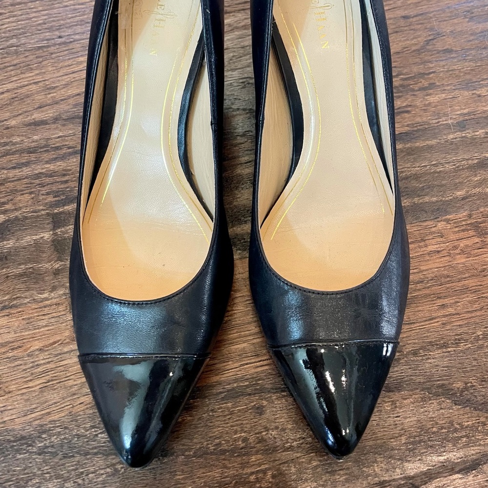 Cole Hann Chelsea Matte-Patent Pointy Toe Wedge